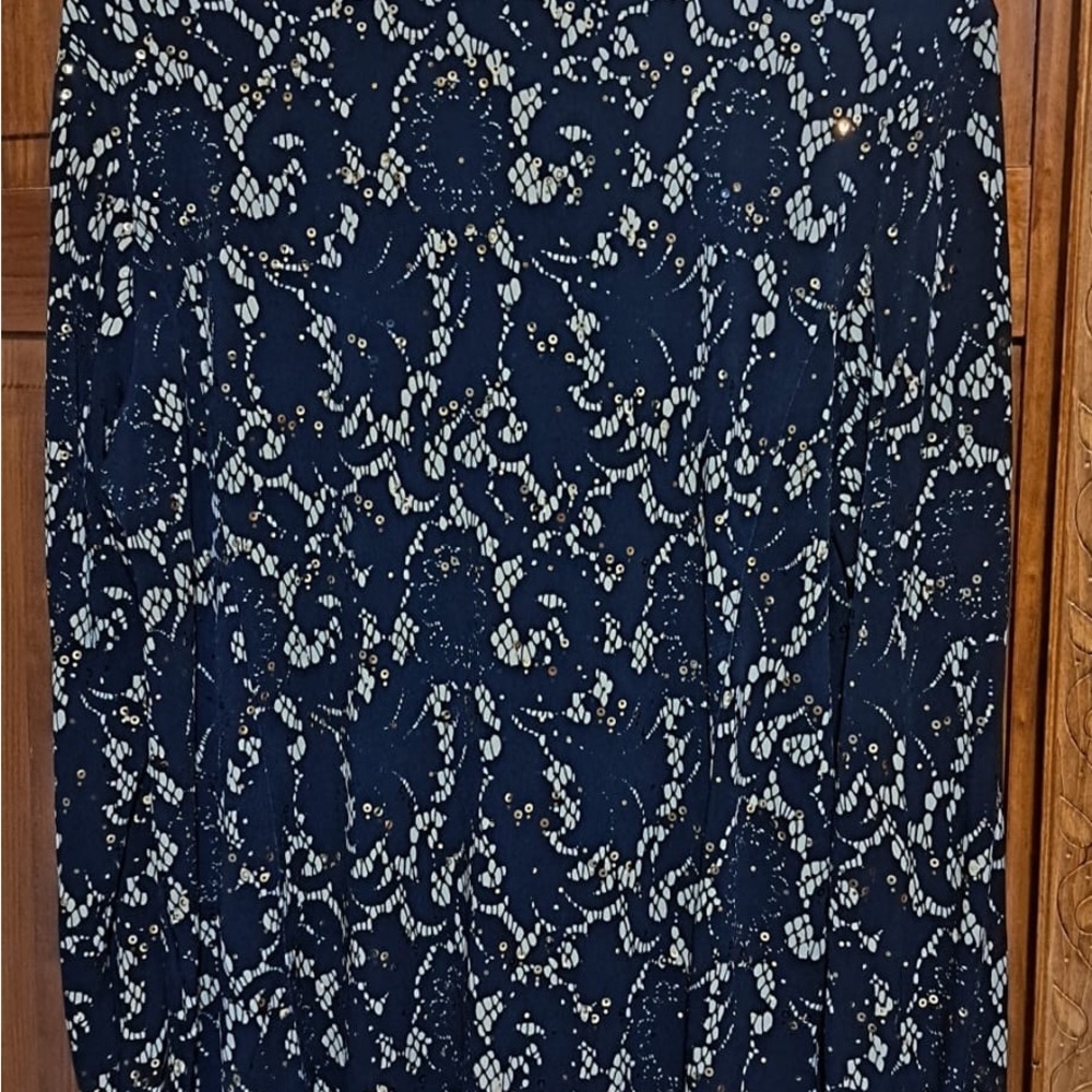 Jm Collection Black Sequin Button-Down Blouse Siz… - image 2